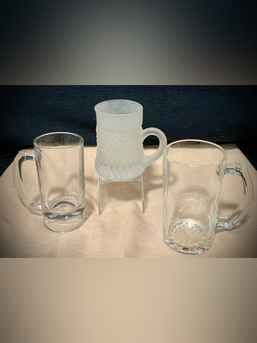 🔍Vintage Stein Style Glass Mug Bundle (3-Piece) Mixed Lot